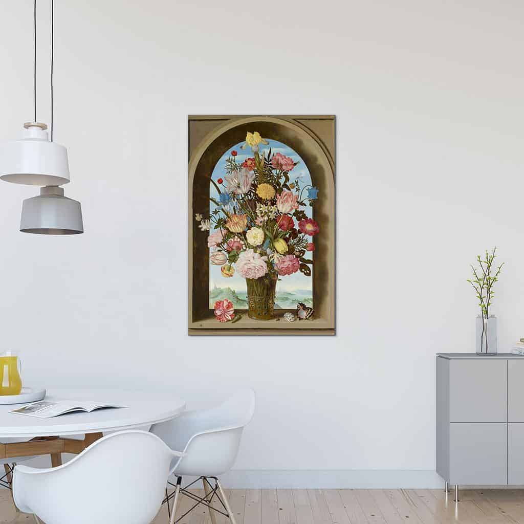Vaas met bloemen in een venster - Ambrosius Bosschaert de Oude