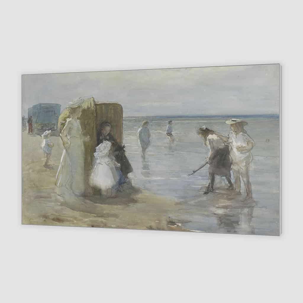 Uitzicht Langs de hoogwaterlijn naar het strand van Scheveningen (Johan Antonie De Jonge)