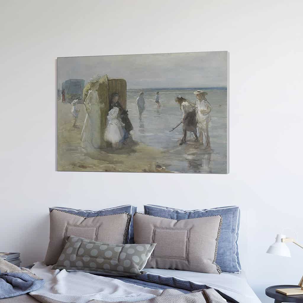 Uitzicht Langs de hoogwaterlijn naar het strand van Scheveningen (Johan Antonie De Jonge)