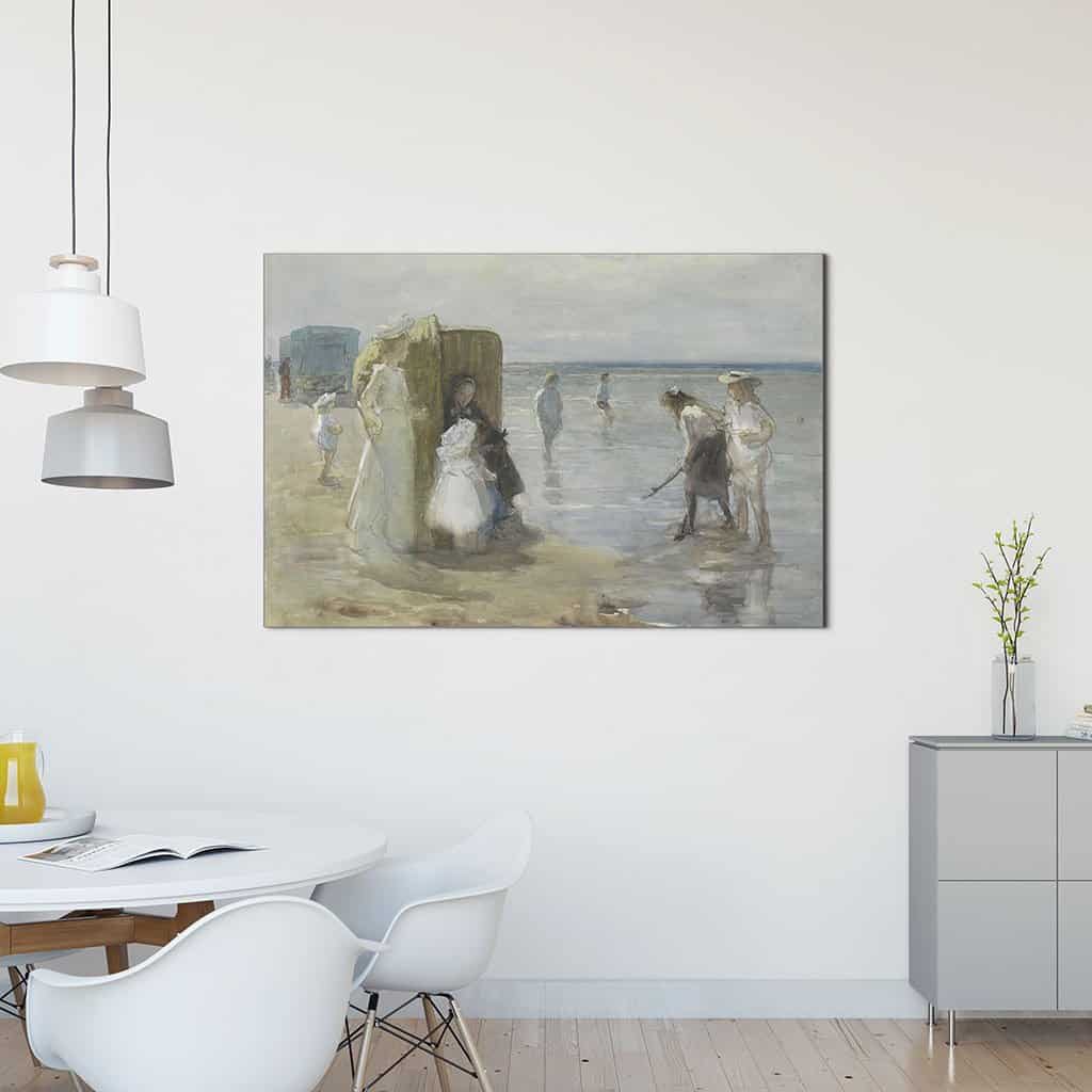 Uitzicht Langs de hoogwaterlijn naar het strand van Scheveningen (Johan Antonie De Jonge)