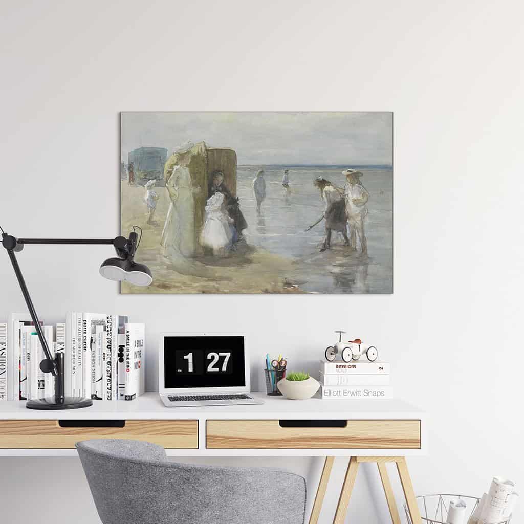 Uitzicht Langs de hoogwaterlijn naar het strand van Scheveningen (Johan Antonie De Jonge)