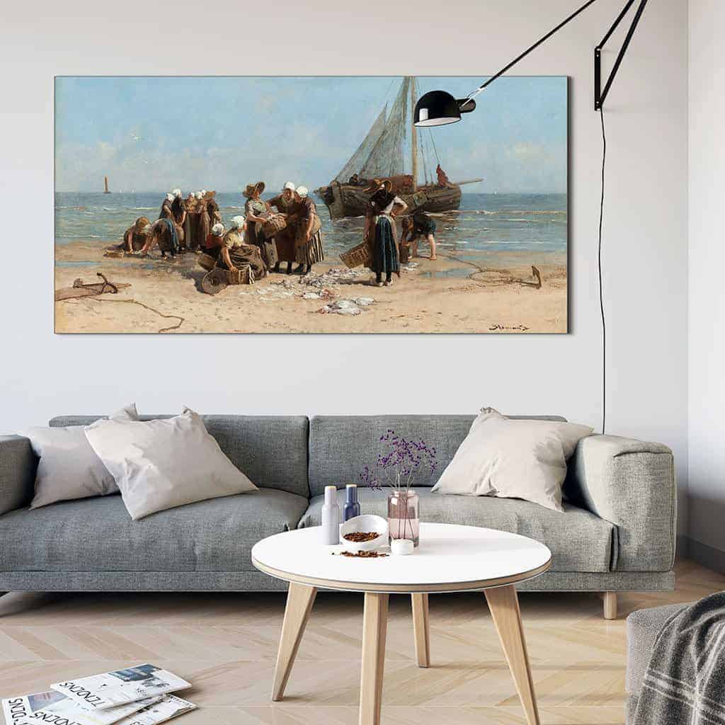Vissersvrouwen op het strand - Bernardus Johannes Blommers