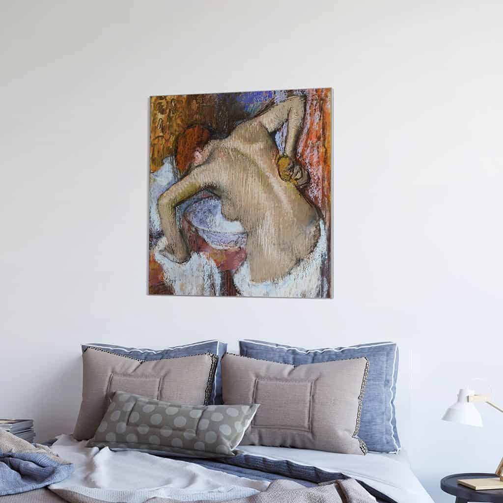 Vrouw die haar rug sponst - Edgar Degas
