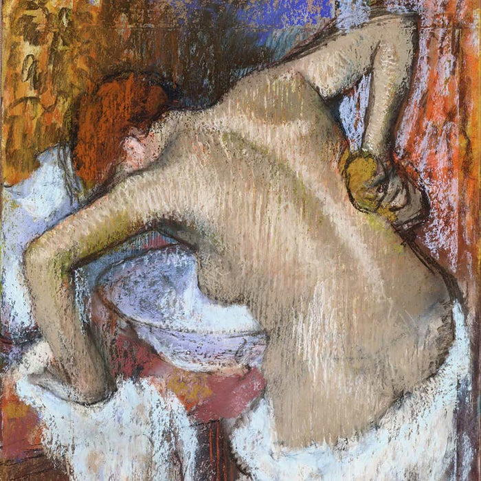 Vrouw die haar rug sponst - Edgar Degas