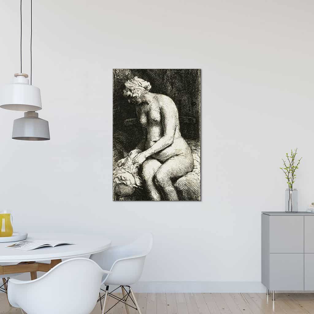Zittende naakte vrouw - Rembrandt