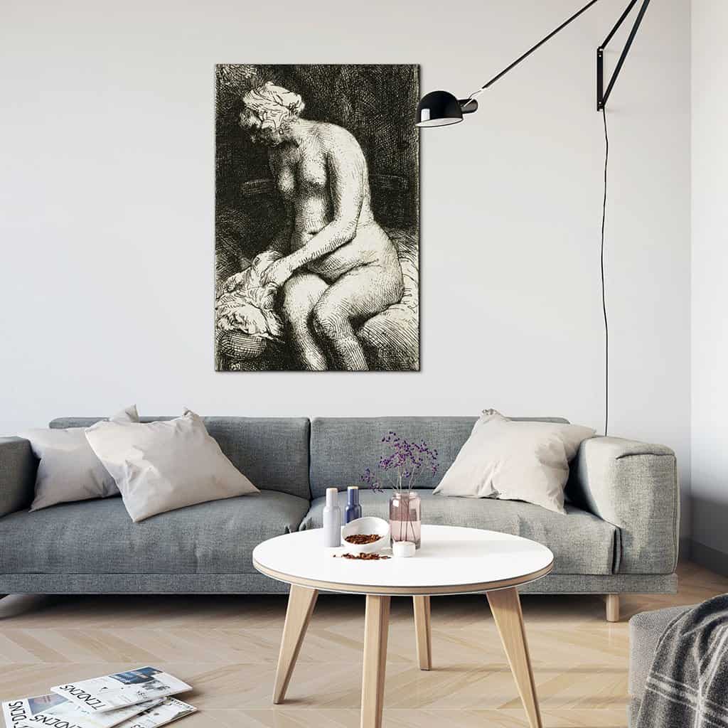 Zittende naakte vrouw - Rembrandt