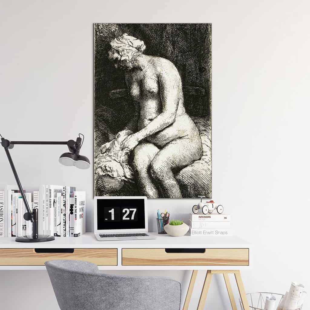 Zittende naakte vrouw - Rembrandt