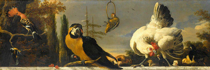 Vogels op een balustrade (Melchior D' Hondecoeter)