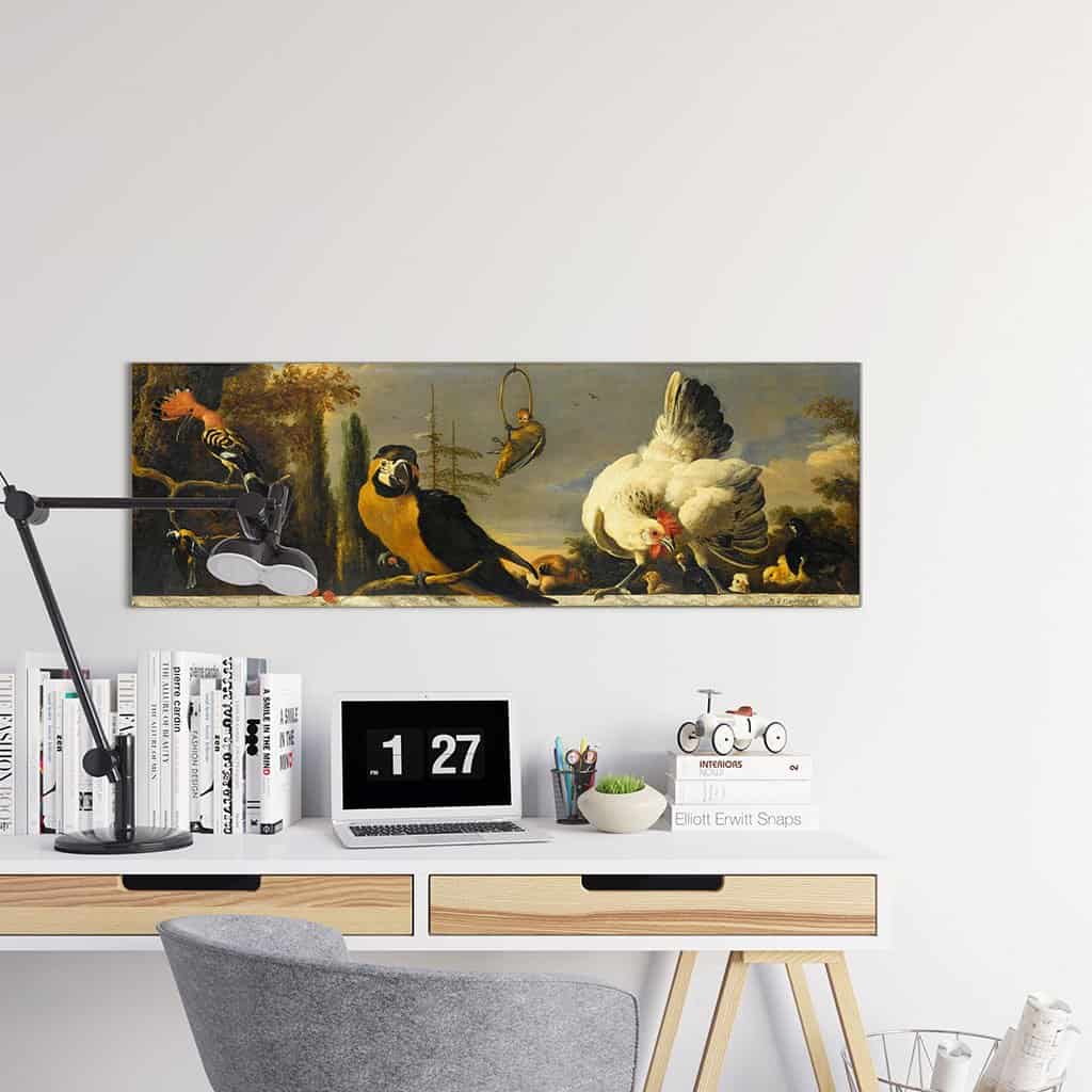 Vogels op een balustrade (Melchior D' Hondecoeter)