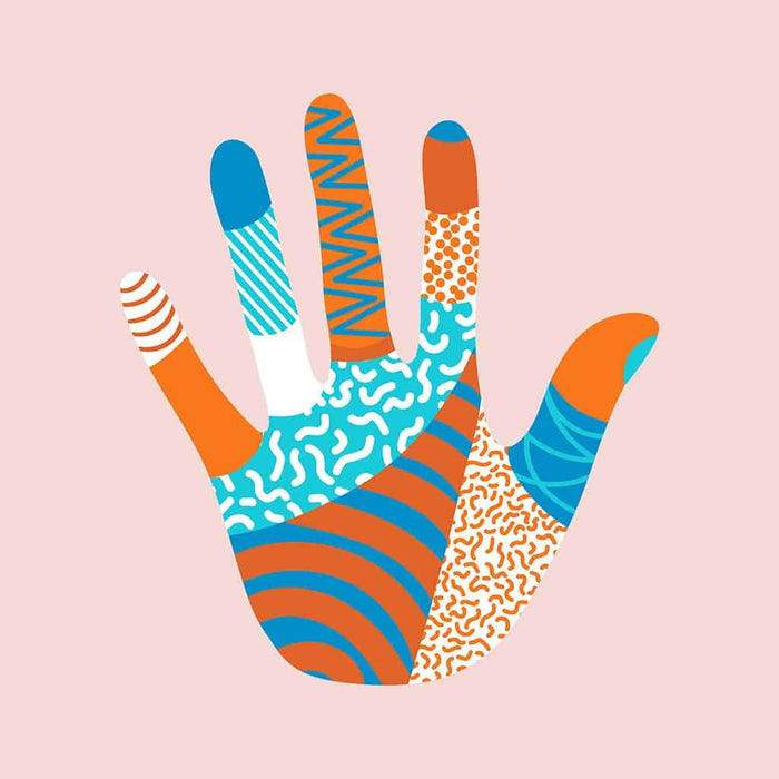 Hand met patronen