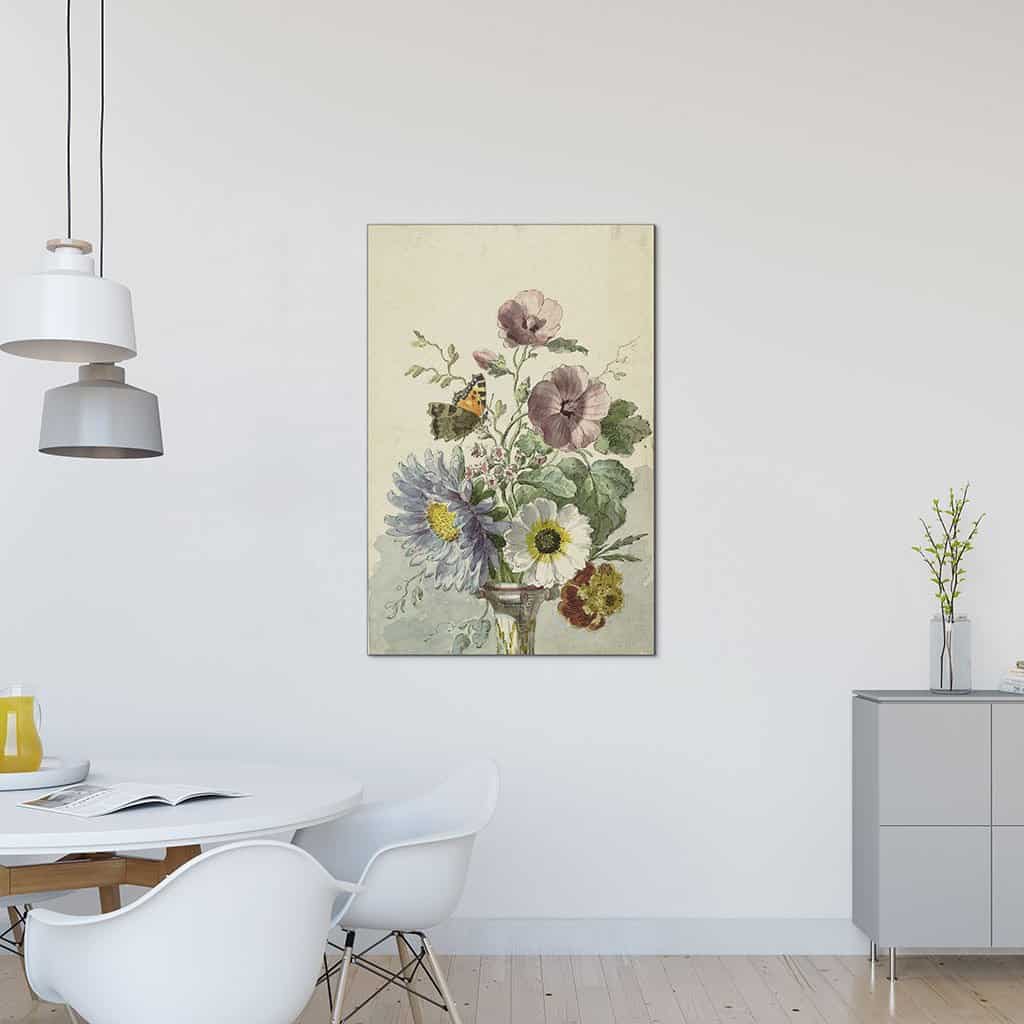 Boeket bloemen met een vlinder (Willem van Leen)