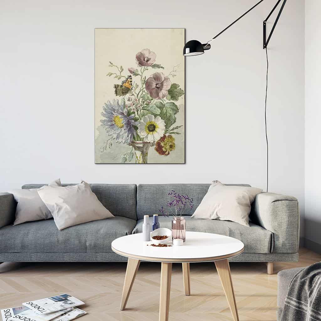 Boeket bloemen met een vlinder (Willem van Leen)