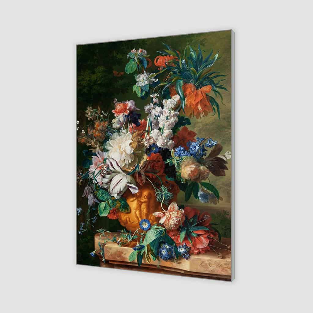Boeket bloemen in een urn (Jan Van Huysum)