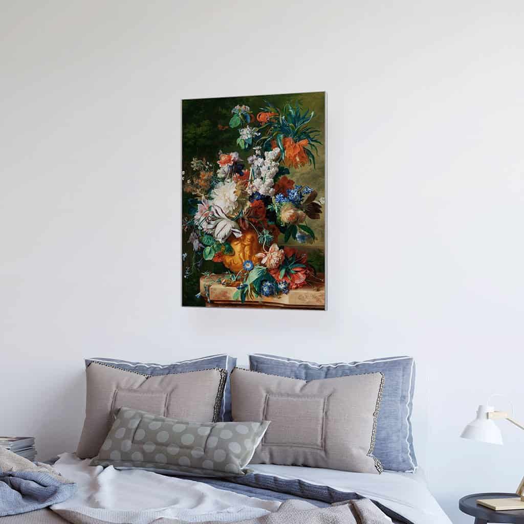 Boeket bloemen in een urn (Jan Van Huysum)