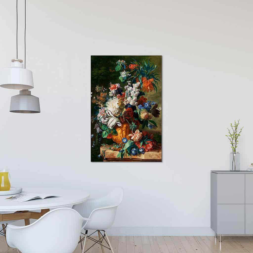 Boeket bloemen in een urn (Jan Van Huysum)