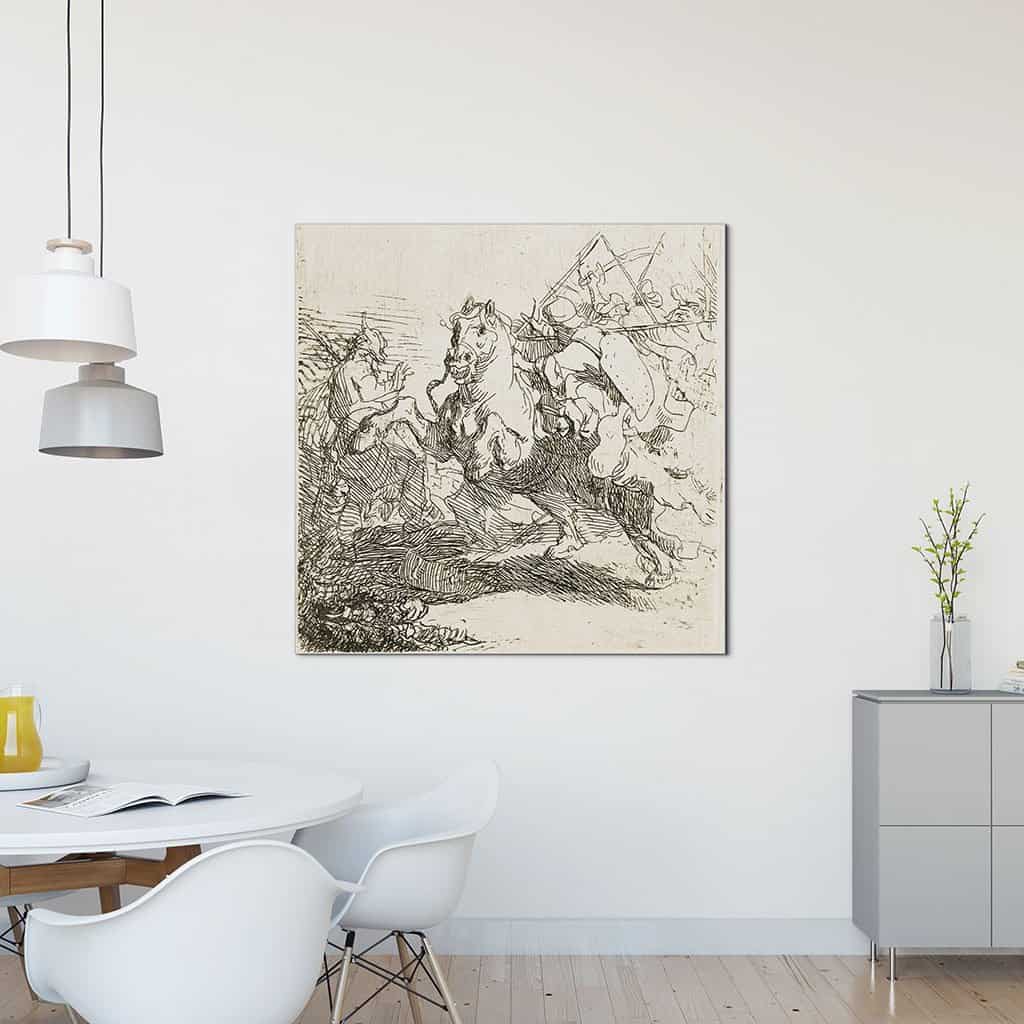Een Cavalerie gevecht - Rembrandt
