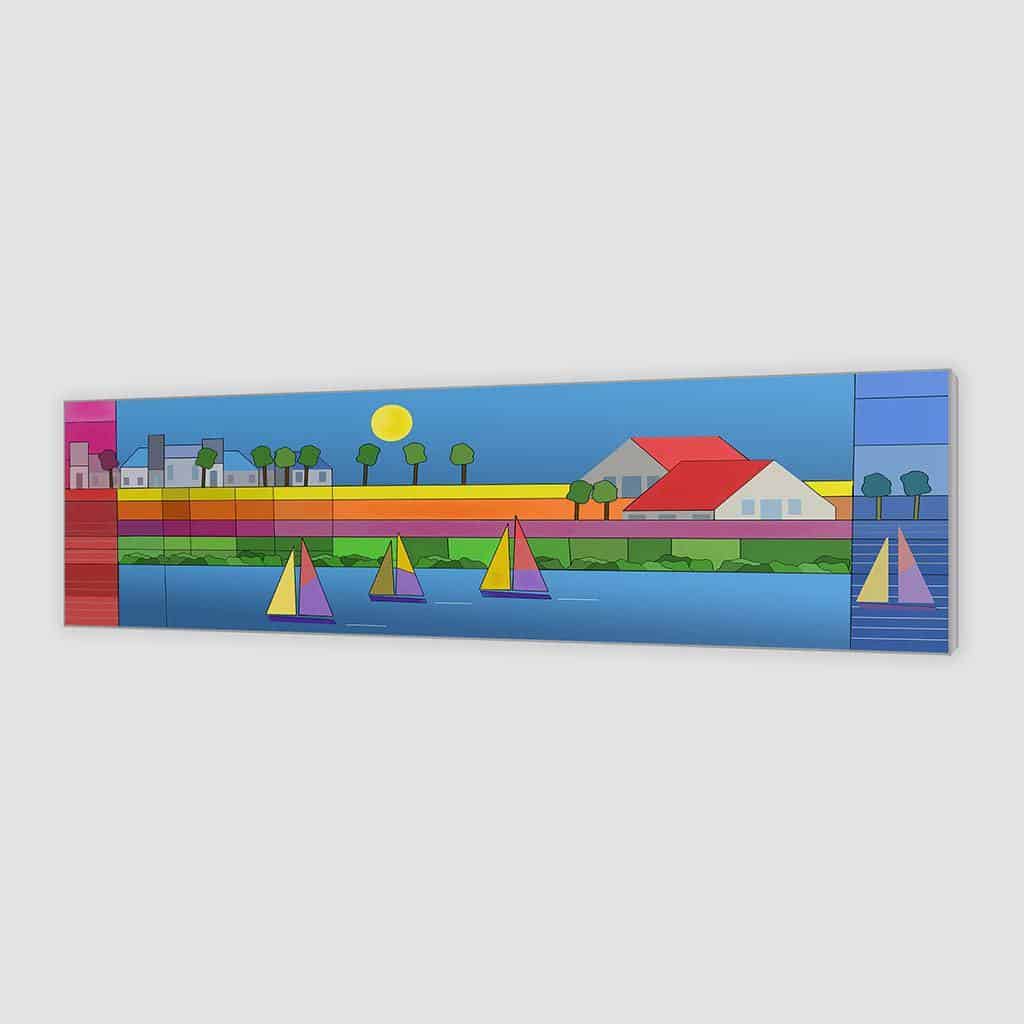Stad en Rivier Illustratie
