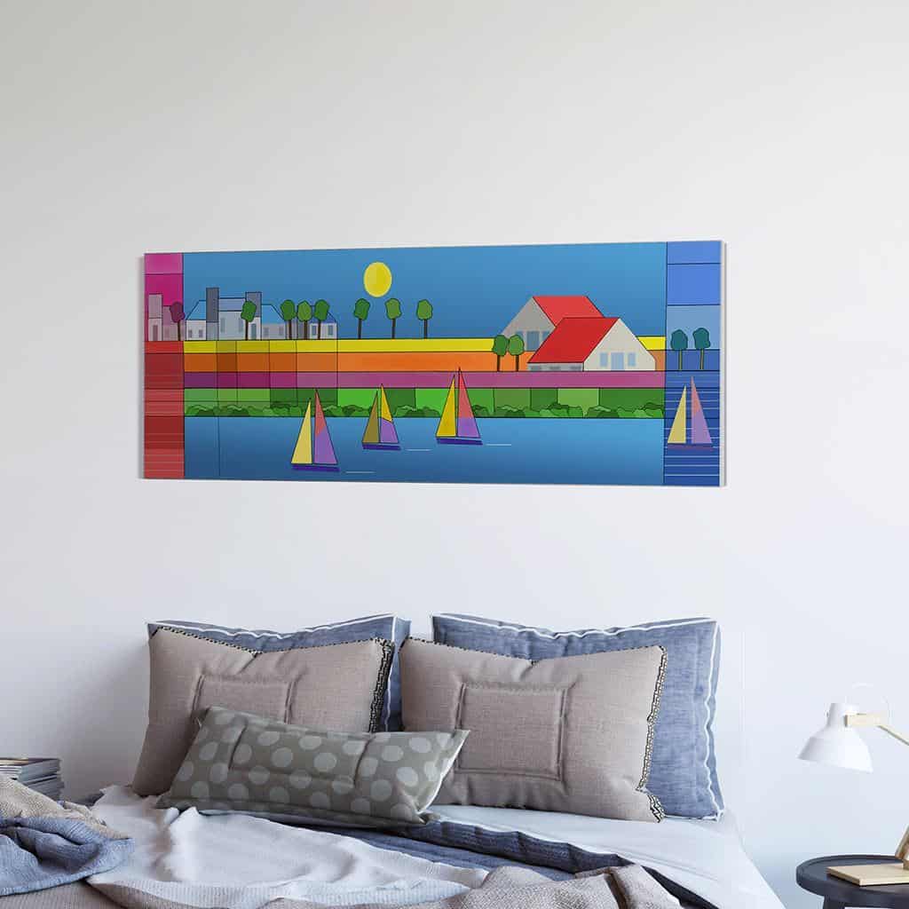 Stad en Rivier Illustratie