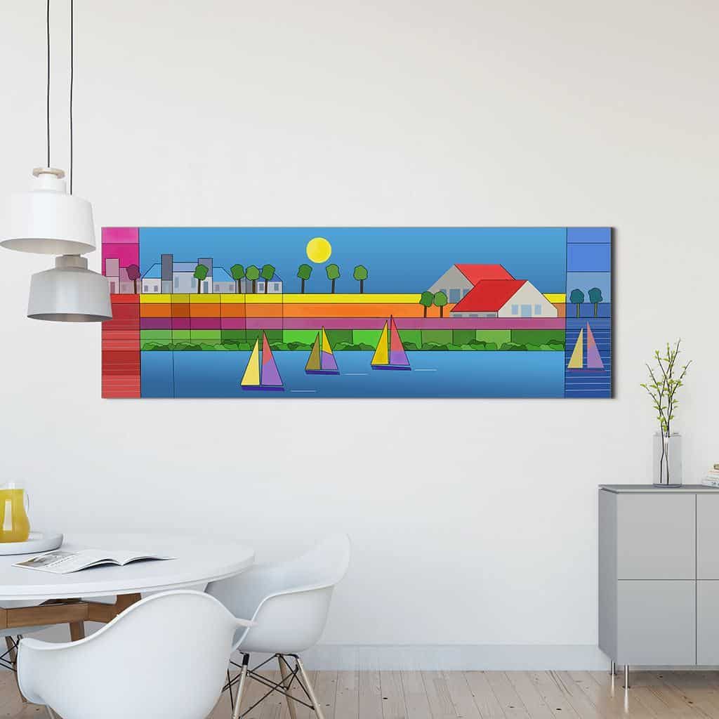 Stad en Rivier Illustratie