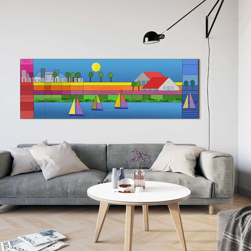 Stad en Rivier Illustratie
