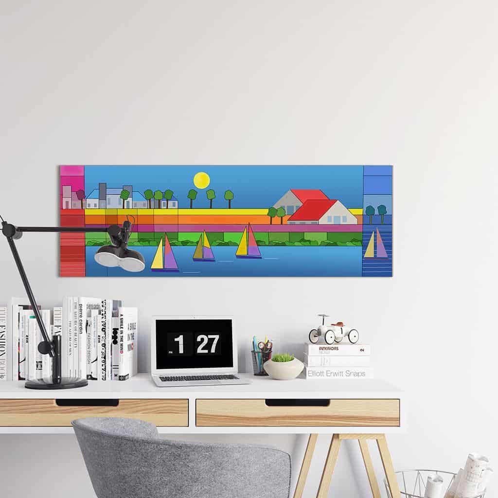 Stad en Rivier Illustratie