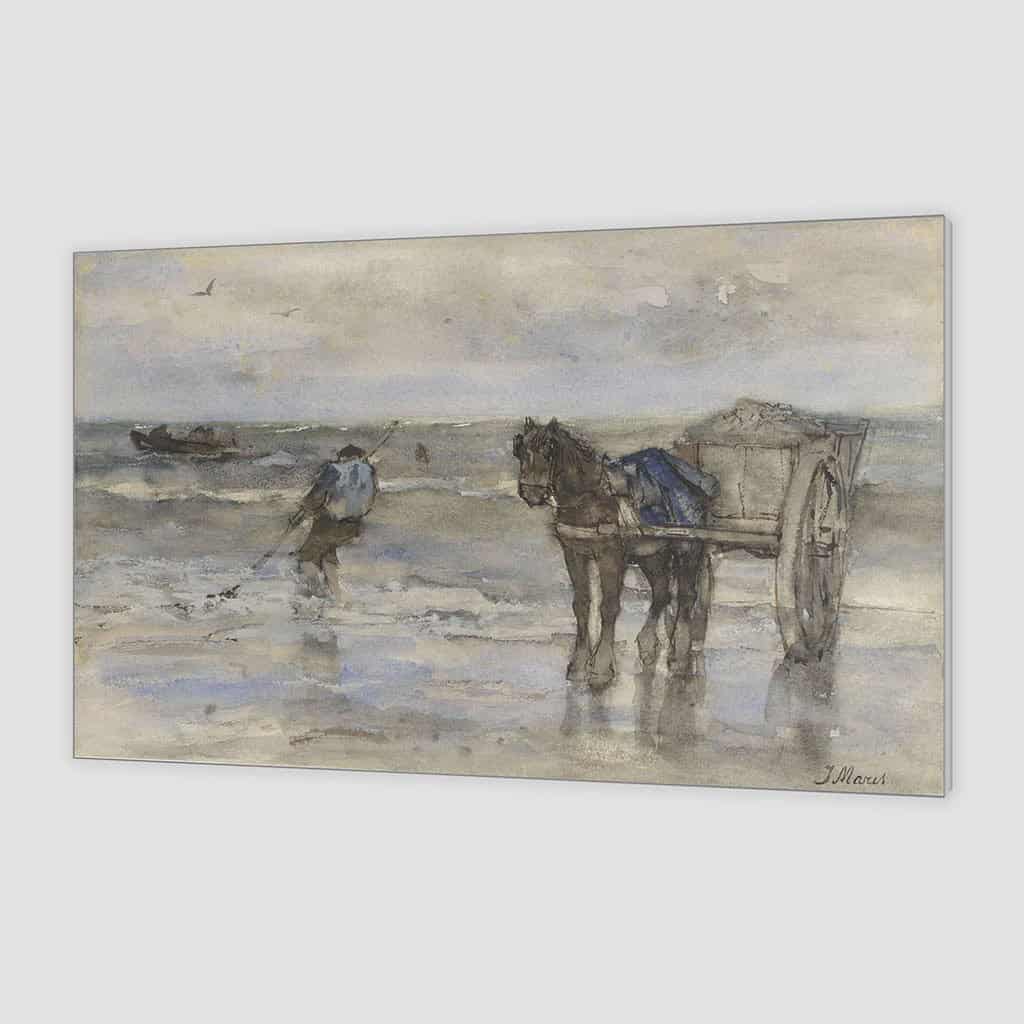 Vissersschelpen op het strand (Jacob Maris)