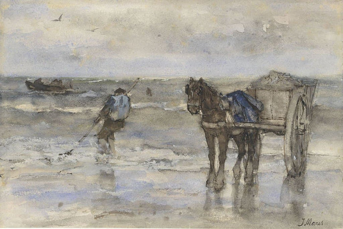 Vissersschelpen op het strand (Jacob Maris)