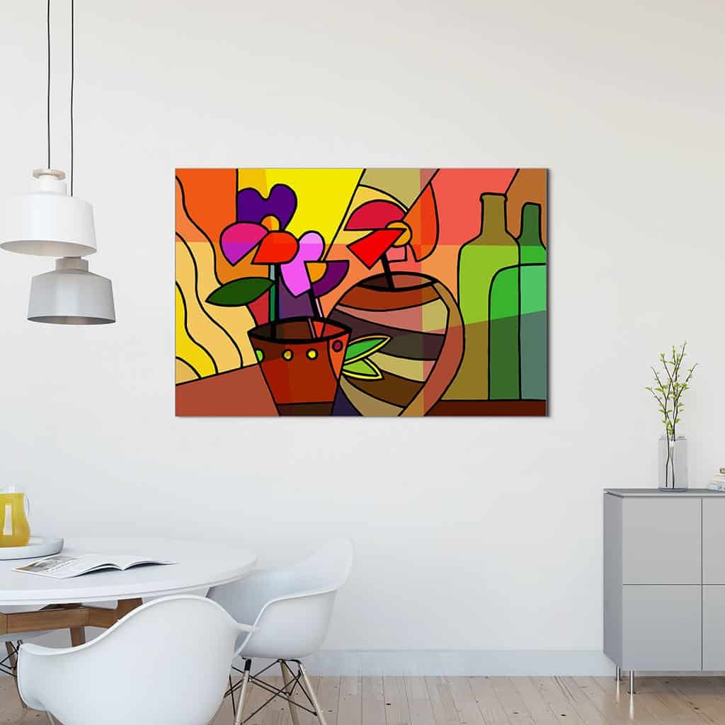 Cubist Flowers in Vases