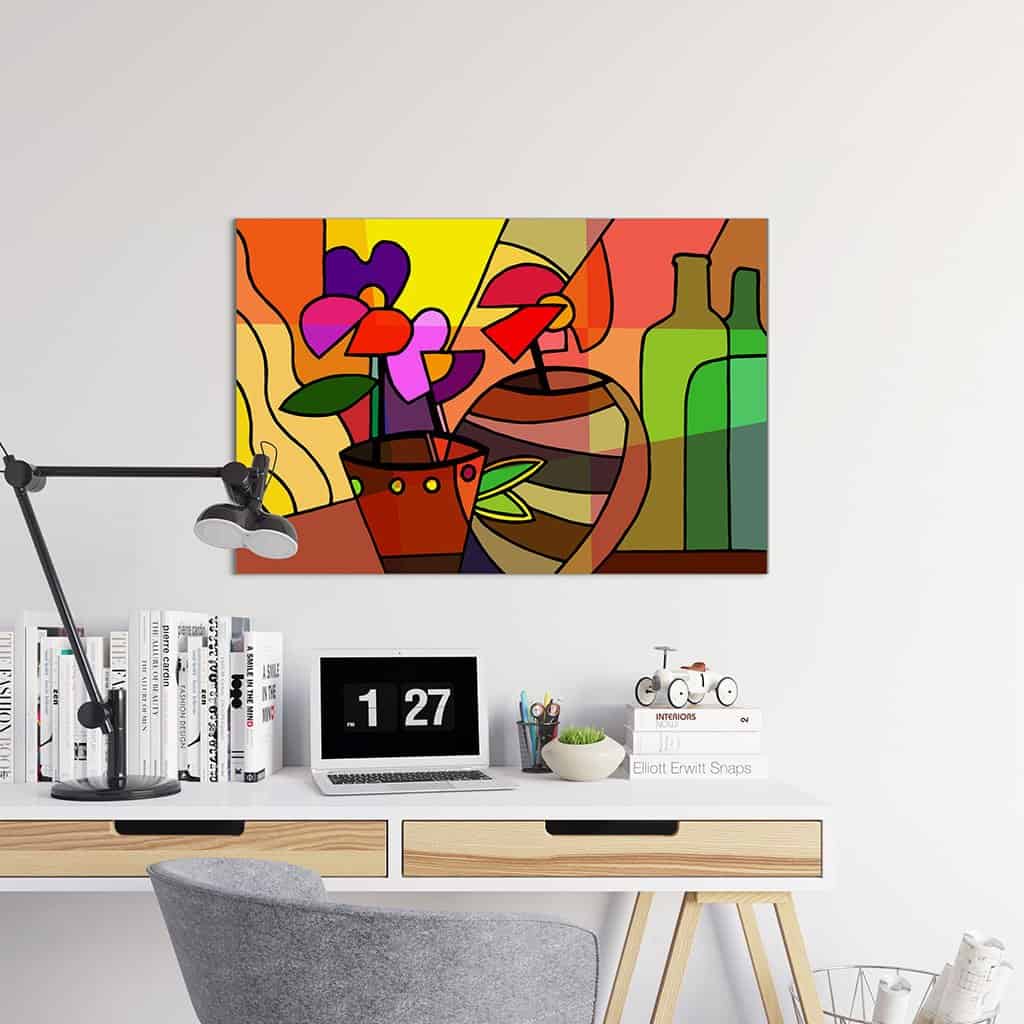 Cubist Flowers in Vases