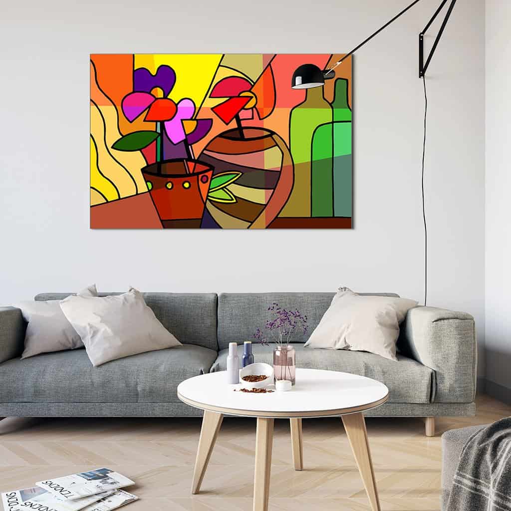 Cubist Flowers in Vases
