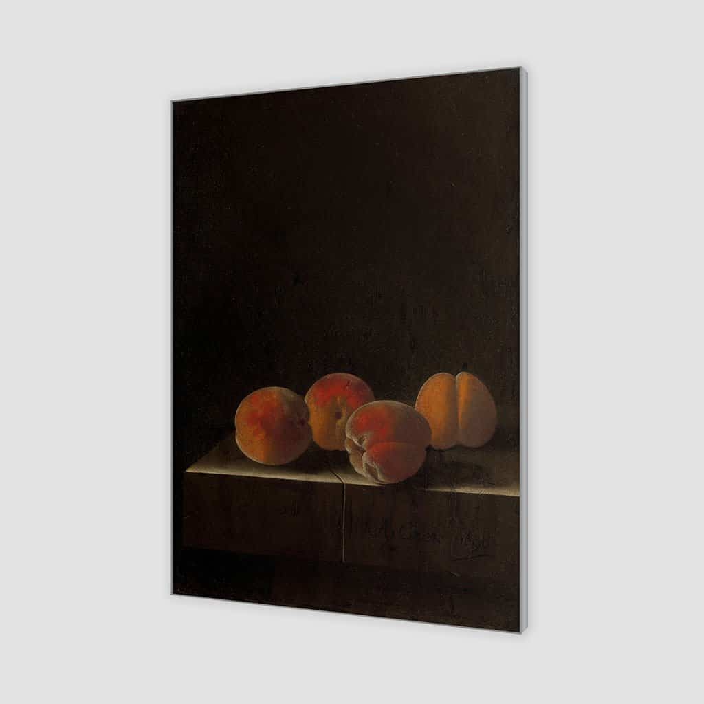 Vier abrikozen op een stenen sokkel (Adriaen Coorte)