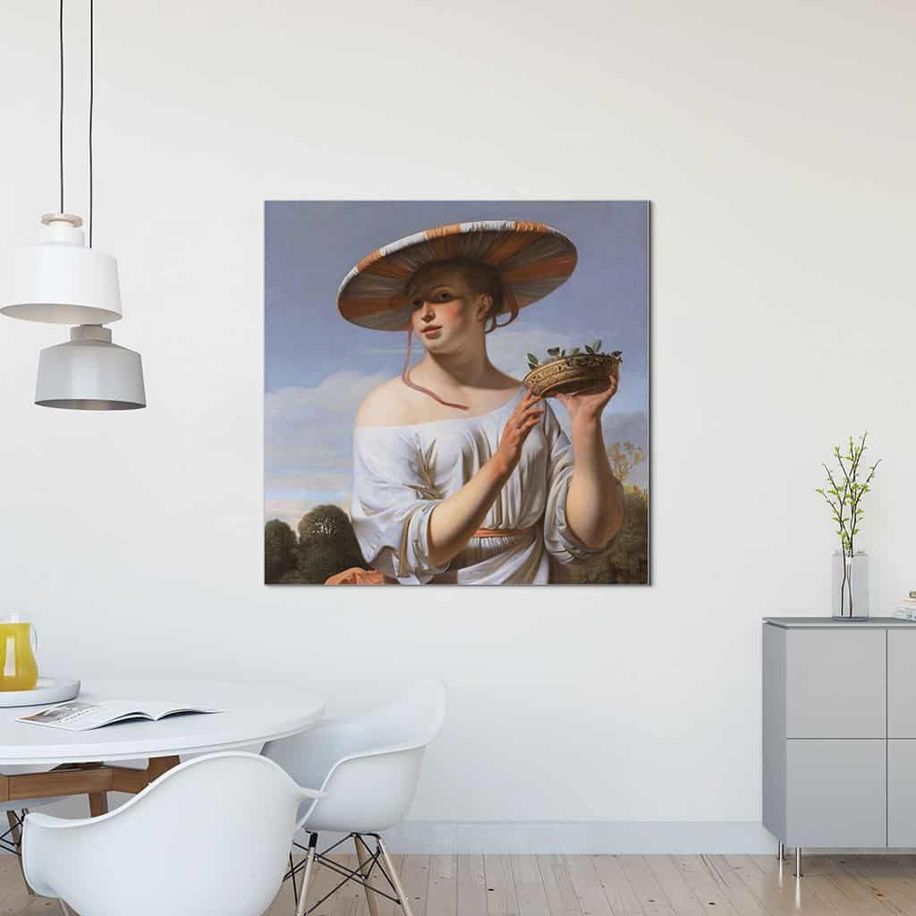 Meisje met een brede hoed - Caesar van Everdingen