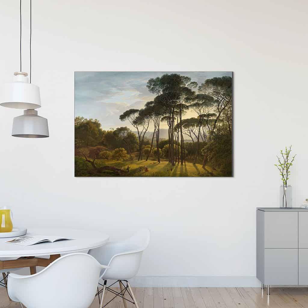 Italiaans landschap met paraplu dennen (Hendrik Voogd)
