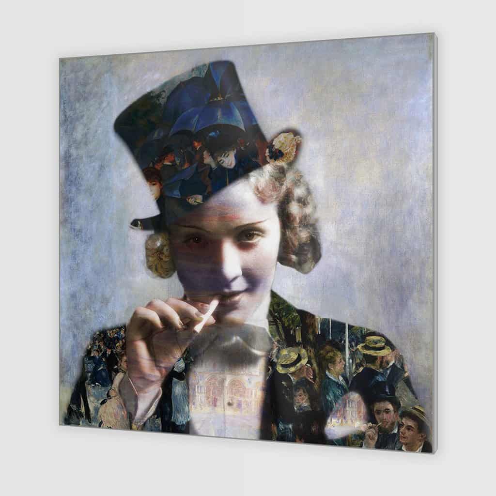 Marlene Dietrich met Renoir schilderijen