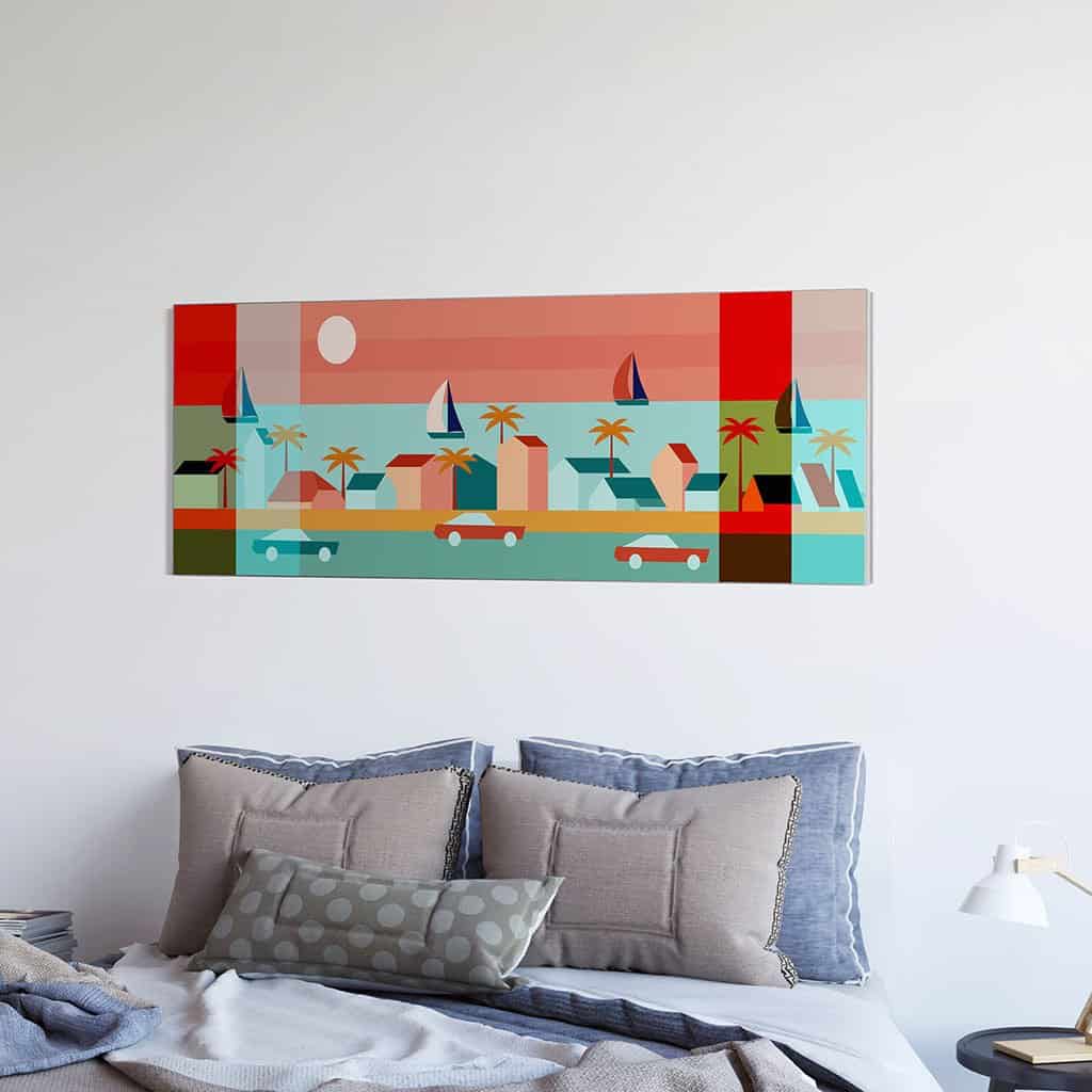 Miami Seaside platte illustratie van het Miami-kustgebied