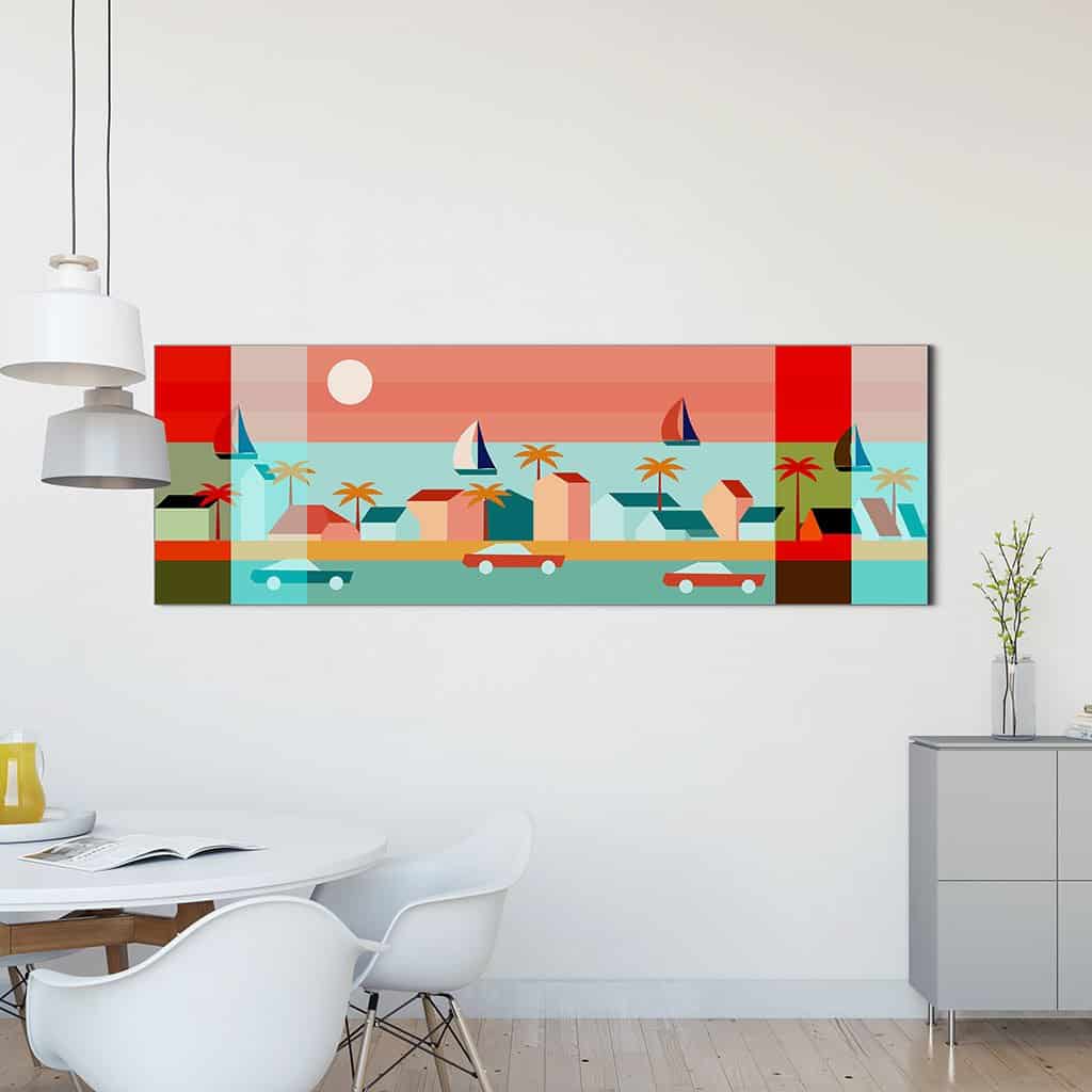 Miami Seaside platte illustratie van het Miami-kustgebied