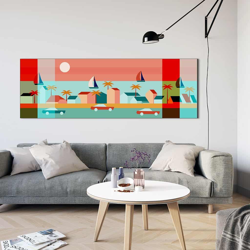 Miami Seaside platte illustratie van het Miami-kustgebied