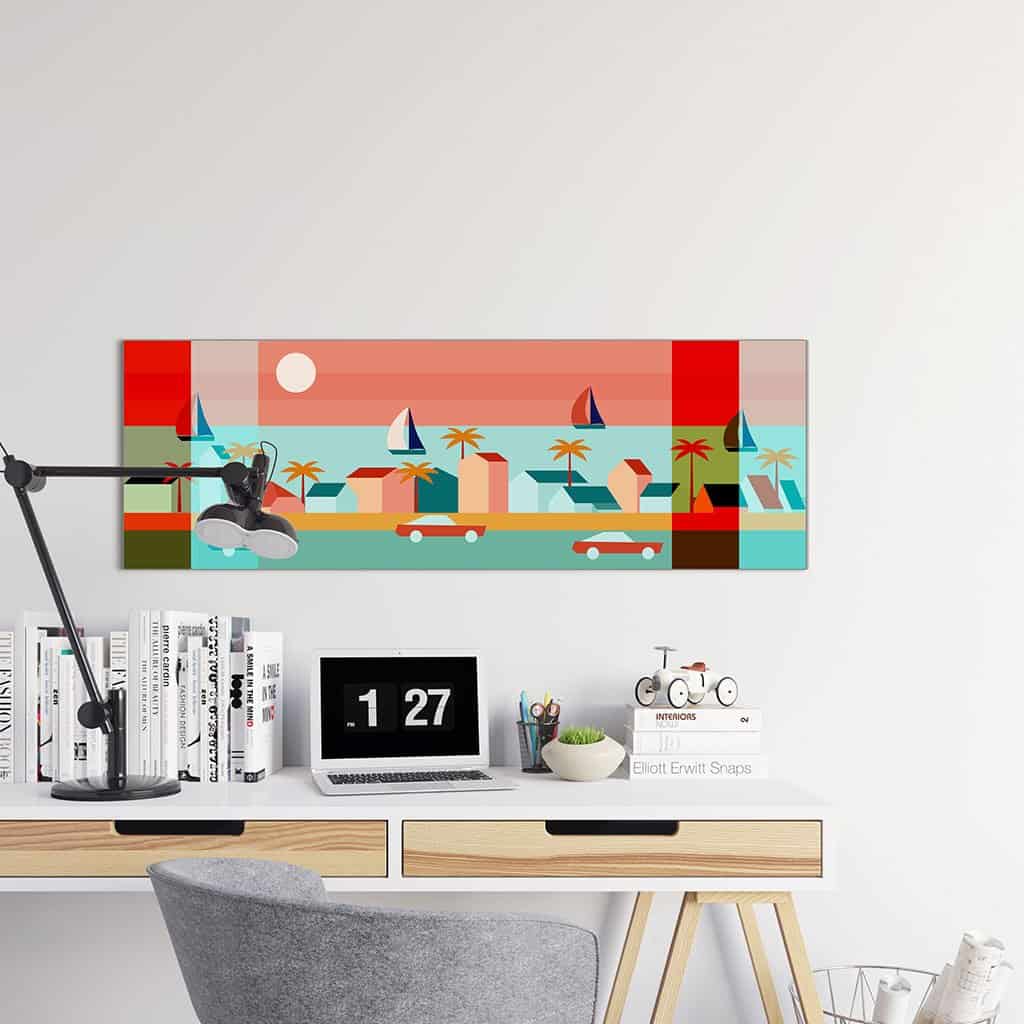 Miami Seaside platte illustratie van het Miami-kustgebied
