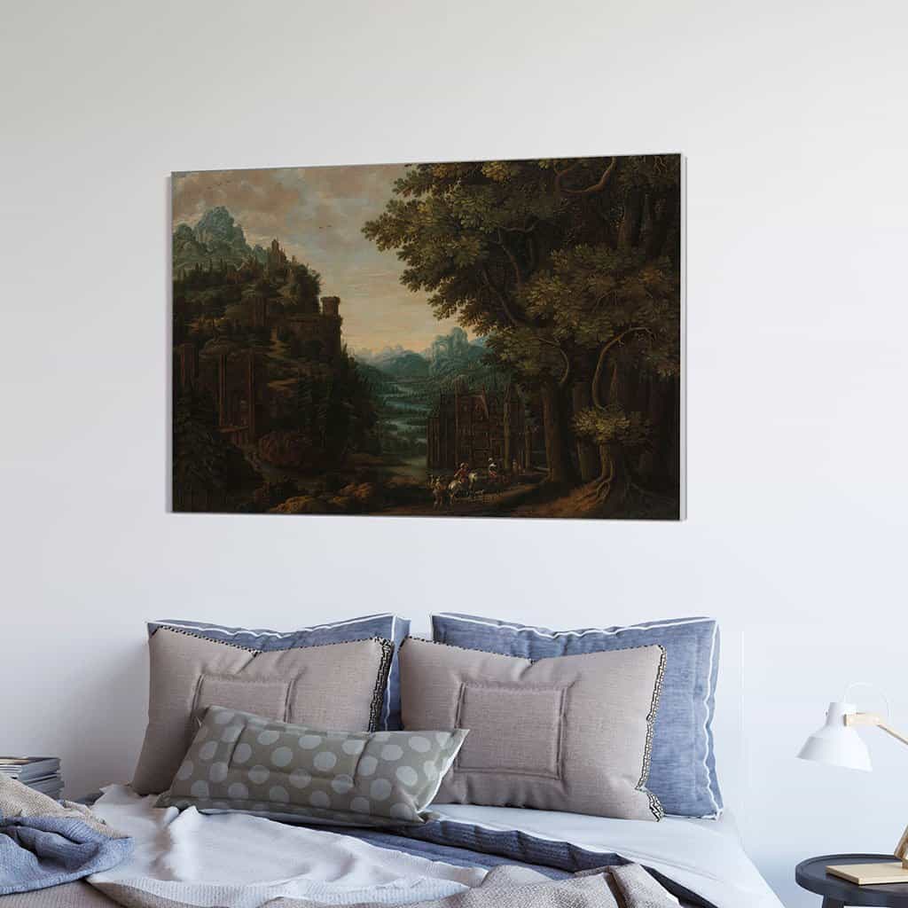 Bergachtig landschap met riviervallei en kastelen (Jan Meerhout)