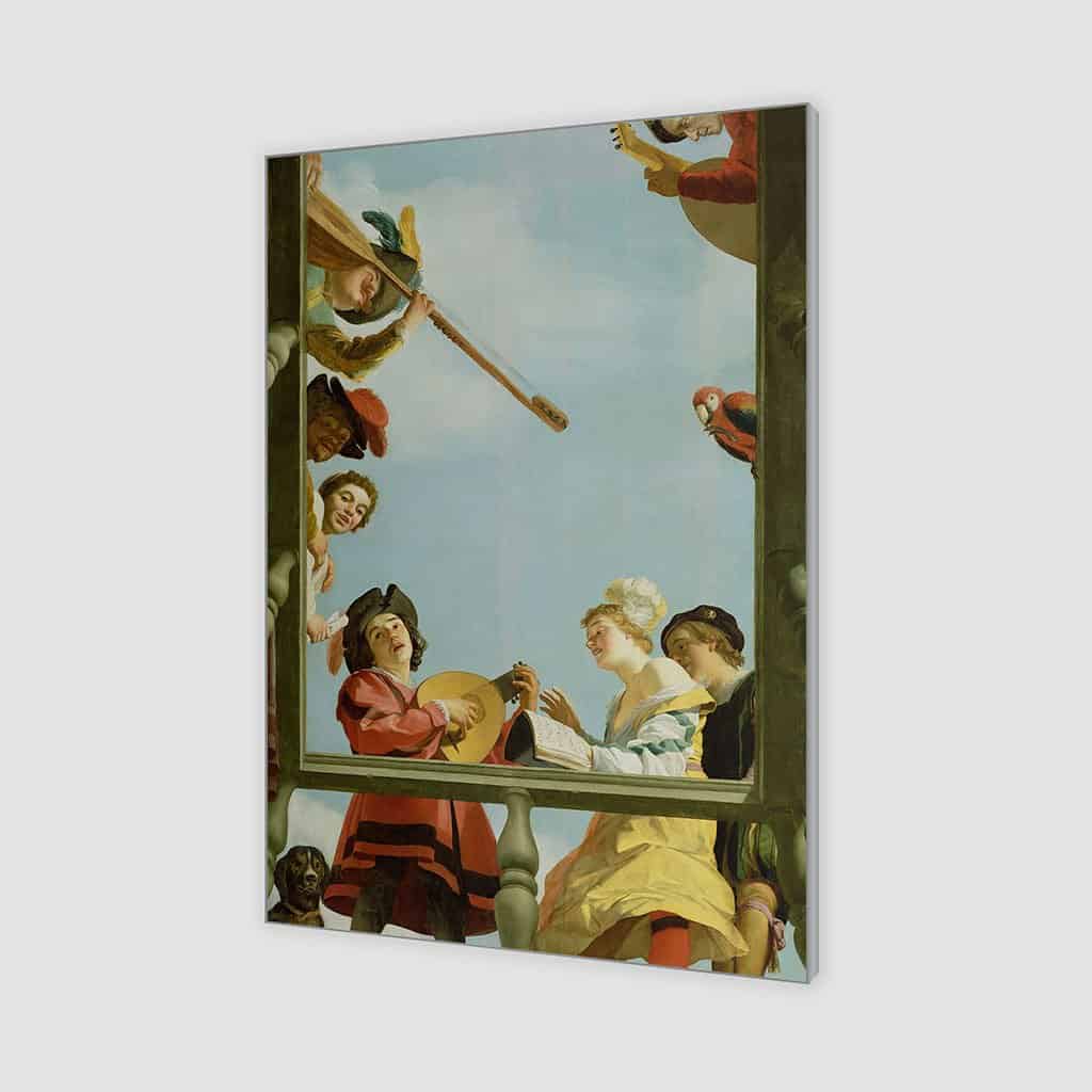 Muziekgroep op een balkon (Gerard Van Honthorst)