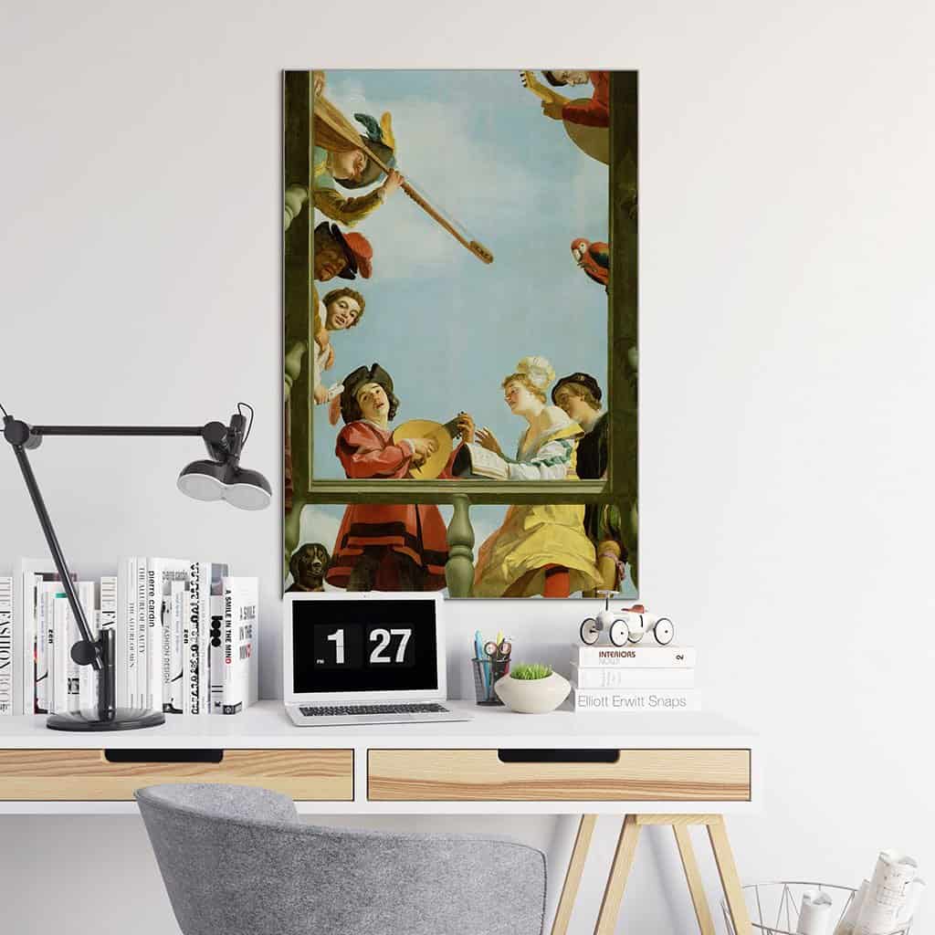 Muziekgroep op een balkon (Gerard Van Honthorst)