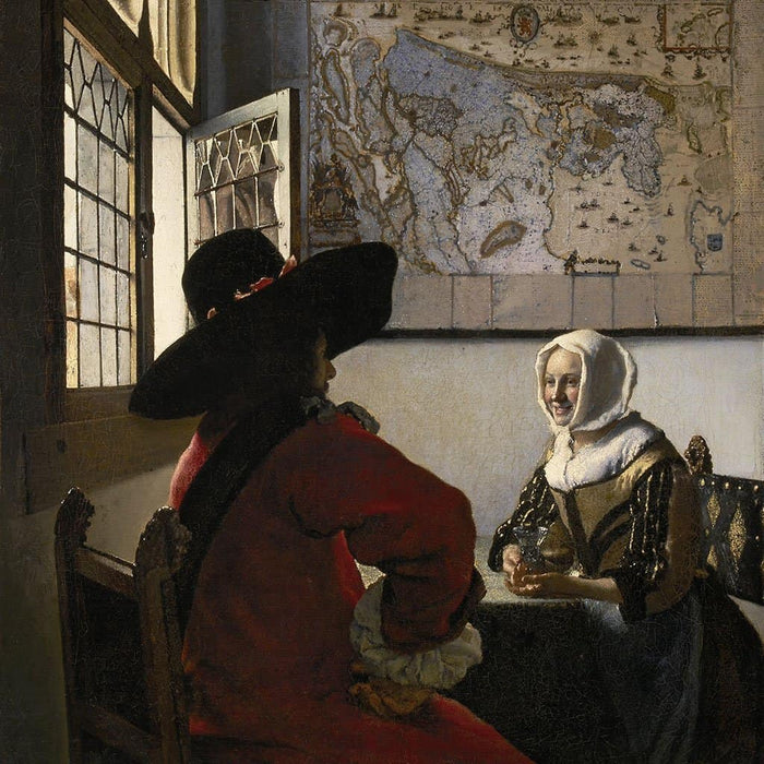 Officier en een lachend meisje (Johannes Vermeer)