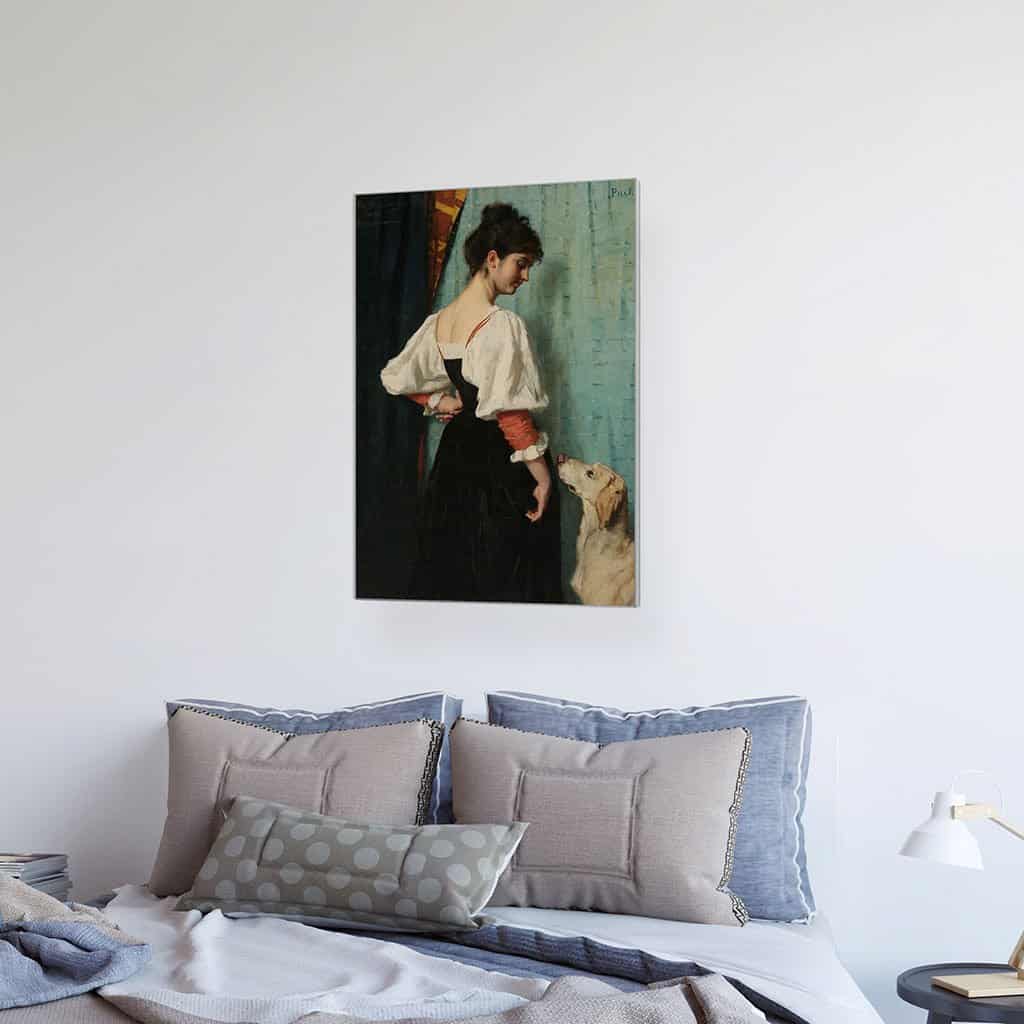 Portret van een jonge vrouw, met 'Puck' de Hond (Thérèse Schwartze)