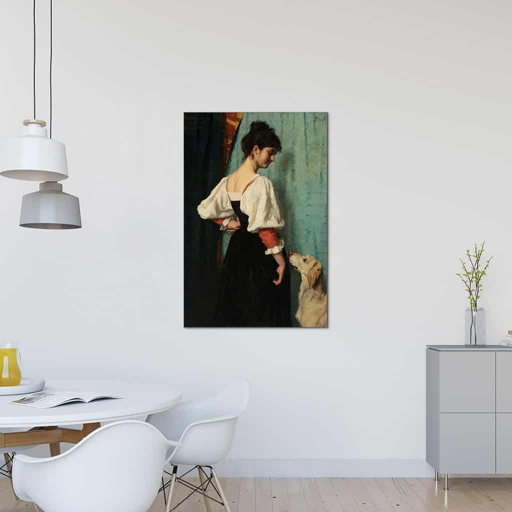 Portret van een jonge vrouw, met 'Puck' de Hond (Thérèse Schwartze)