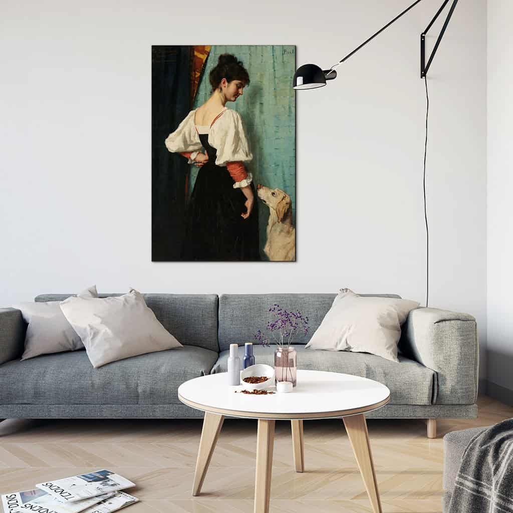 Portret van een jonge vrouw, met 'Puck' de Hond (Thérèse Schwartze)
