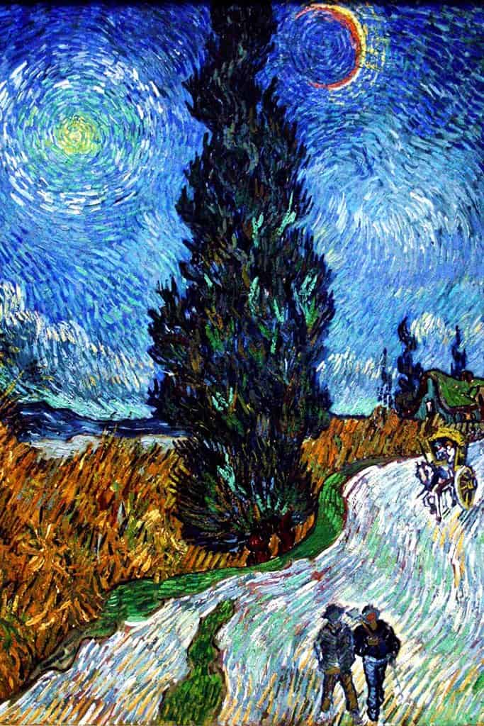 Weg met Cypres en ster (Vincent Van Gogh)