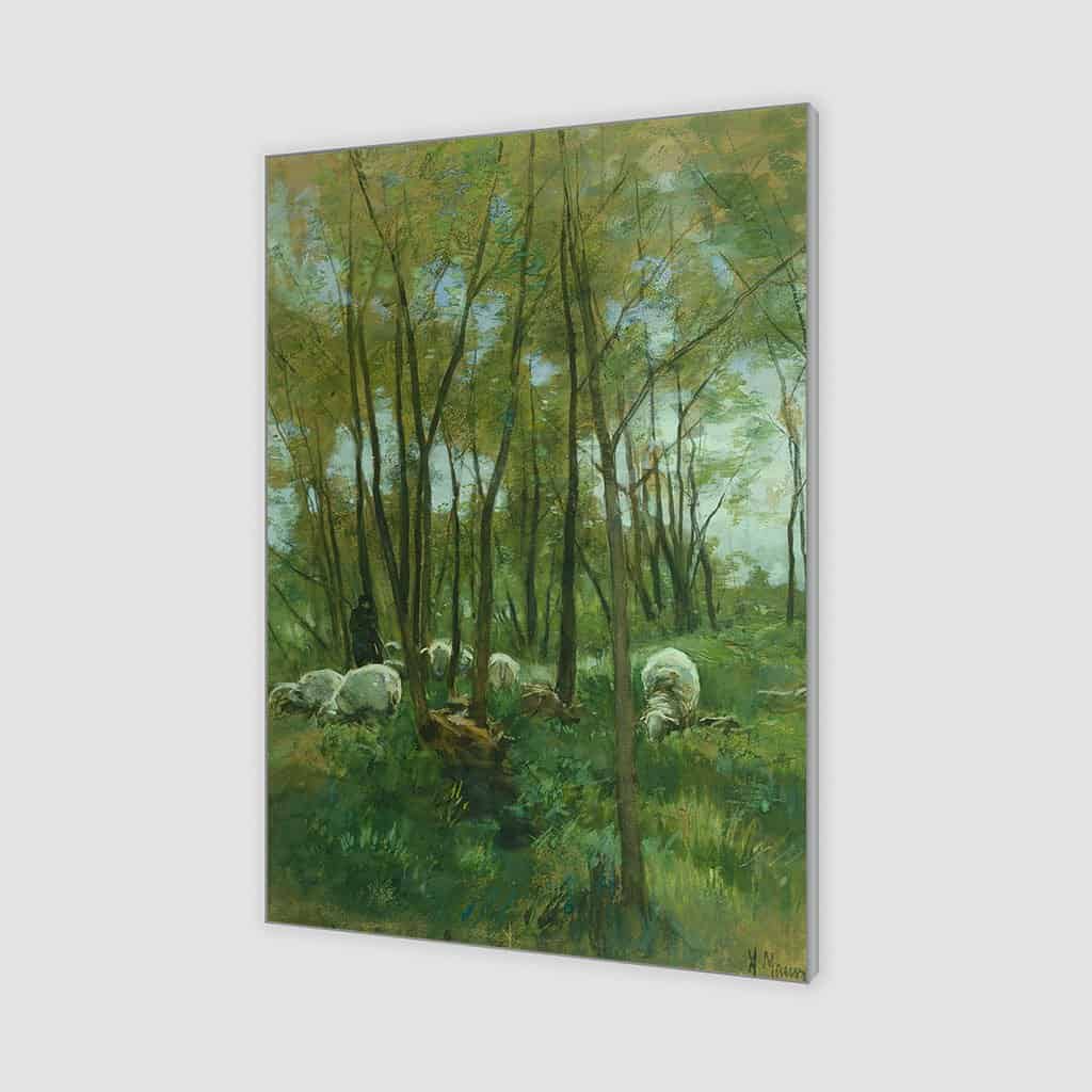 Schapenkudde in een bos (Anton Mauve)