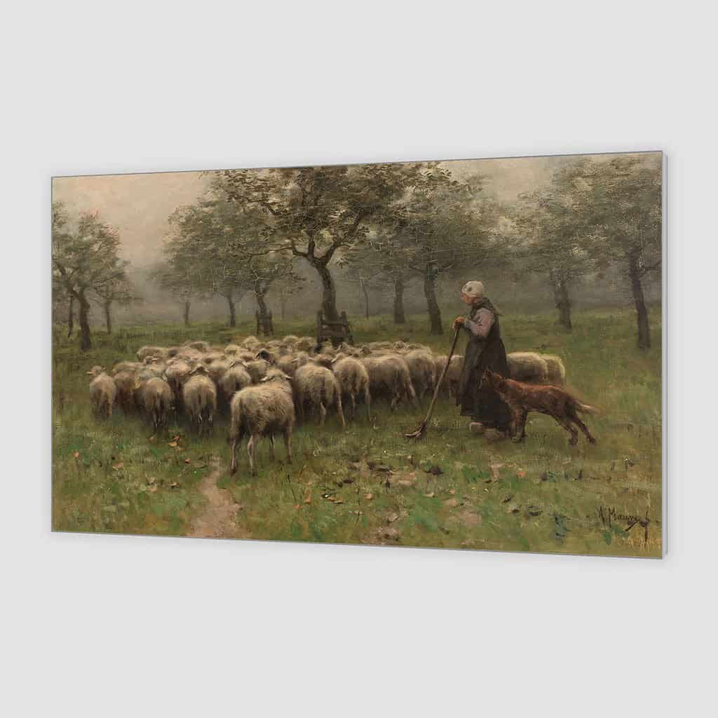 Herderin en kudde schapen (Anton Mauve)