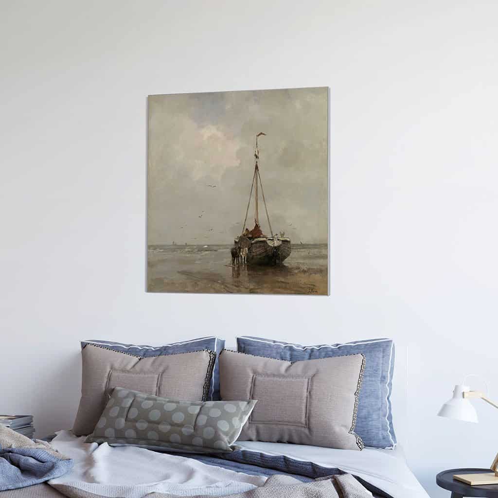 Schip op het strand van Scheveningen (Jacob Maris)