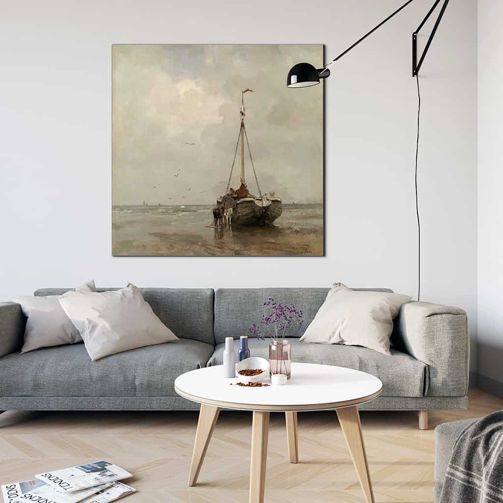 Schip op het strand van Scheveningen (Jacob Maris)